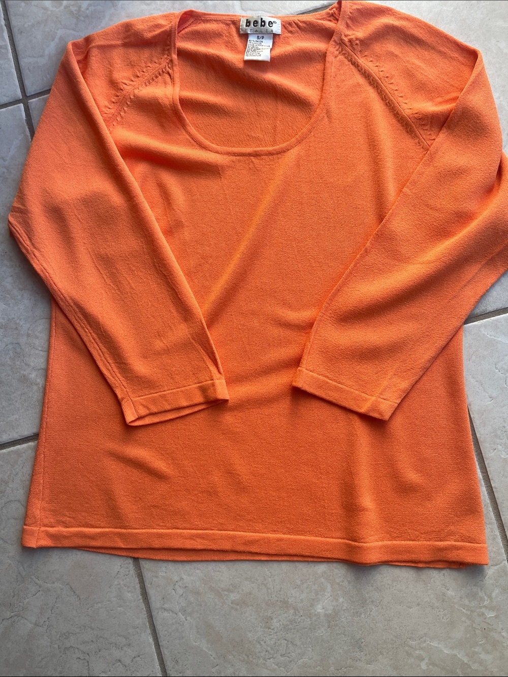 bebe Orange Scoop Neck Lightweight Top